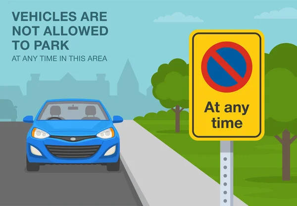 Regras Estacionamento Britânico Livre Vista Perto Sinal Sem Estacionamento Qualquer — Vetor de Stock