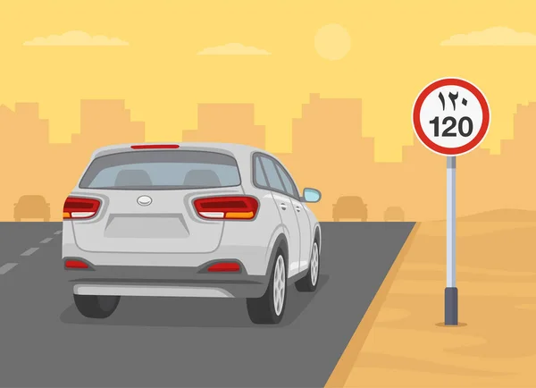 Bezpečné Jízdní Tipy Dopravní Předpisy Dálniční Omezení Rychlosti Silnice Nebo — Stockový vektor