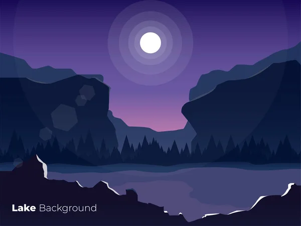 night landscape with mountains and moon, lake in the night with moon, sky night background