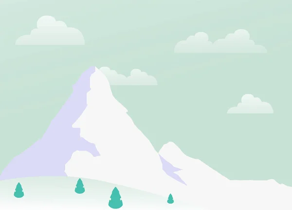 mountain landscape illustration, mountain landscape illustration with snow and cloud