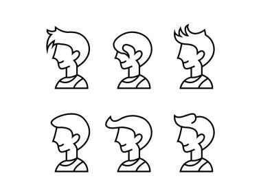 Halkın simgesi, insan simgesi, insan simgesi, dış görünüş simgesi, farklı saç stiline sahip erkek simgesi