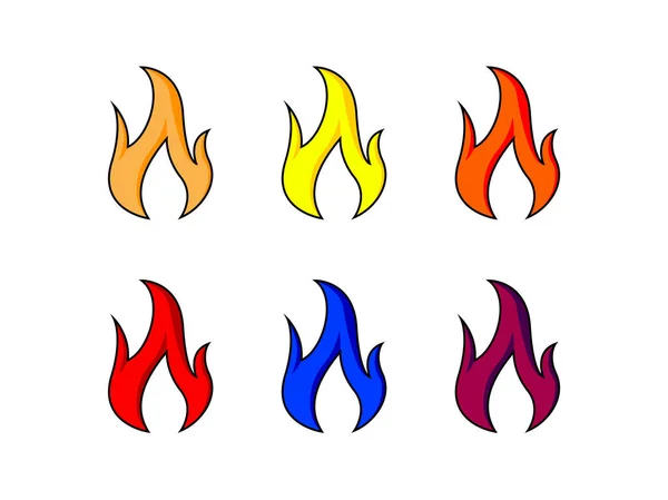 Σετ Εικονιδίων Φωτιάς Σετ Φλόγας Φωτιάς Σετ Φλόγας — Διανυσματικό Αρχείο