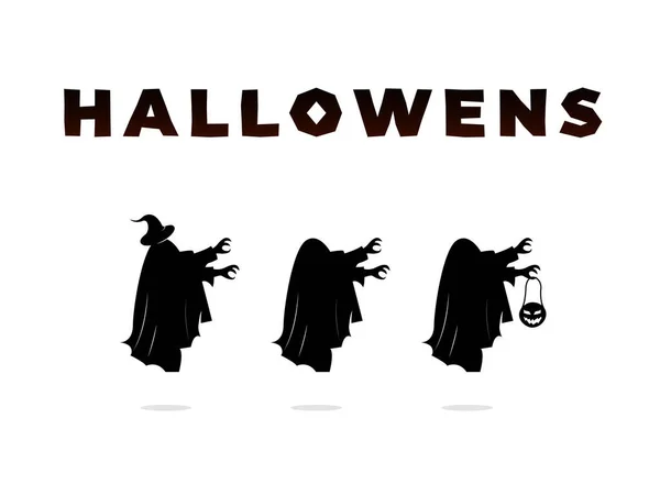 Invitación Fiesta Halloween Disfraz Fantasma Diseño Conjunto Fantasma Halloween — Archivo Imágenes Vectoriales