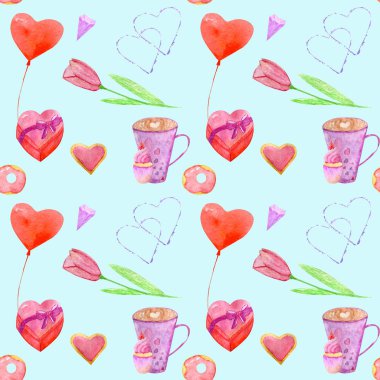 Sevgililer Günü için el yapımı parlak suluboya seti 