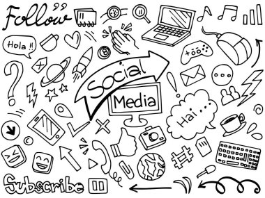 El çizimi elementler. Kavram tasarımı için soyut oklar, kurdeleler ve diğer elementler elle çizilmiş. Doodle vektör illüstrasyonu