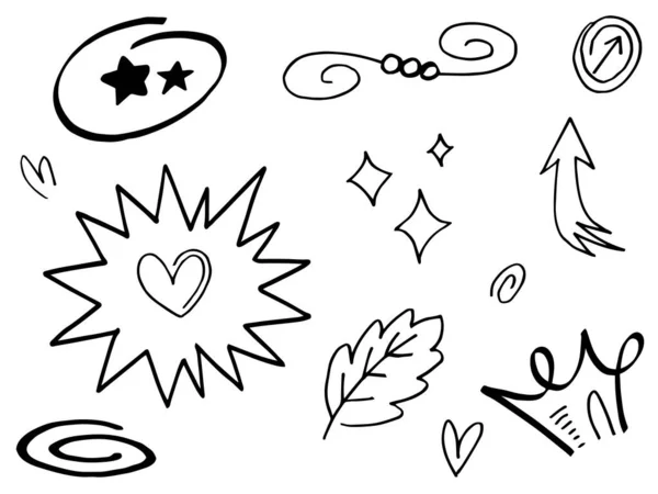 手绘套件 概念设计用的抽象箭头 彩带和手绘风格的其他元素 Doodle矢量说明 — 图库矢量图片