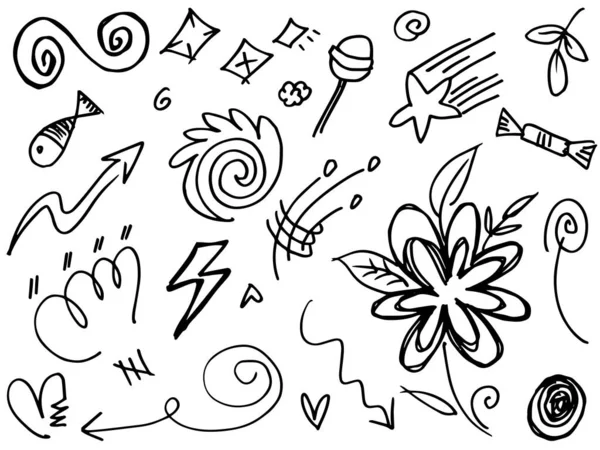 Flèches Abstraites Rubans Cœurs Étoiles Couronnes Autres Éléments Dans Style — Image vectorielle