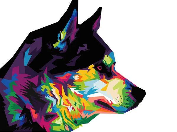 Cabeça Cão Colorido Com Fresco Isolado Pop Art Estilo Backround — Vetor de Stock