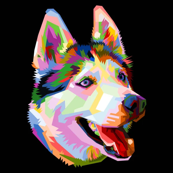 Cabeza Perro Colorido Con Fresco Arte Pop Aislado Estilo Fondo — Vector de stock