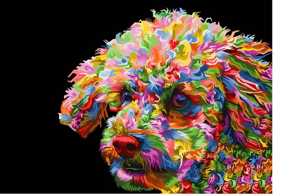 Πολύχρωμο Κεφάλι Σκύλου Δροσερό Απομονωμένη Ποπ Τέχνη Στυλ Backround Στυλ — Διανυσματικό Αρχείο