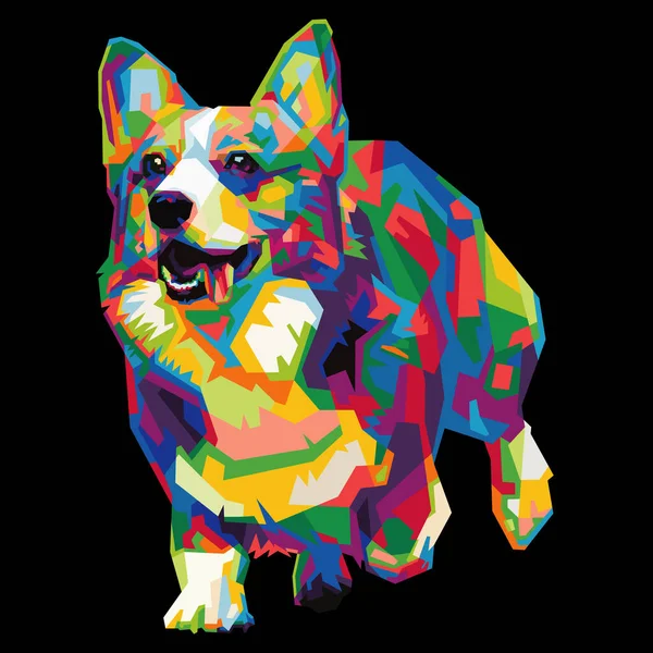 Colorful Dog Cool Isolated Pop Art Style Backround Wpap Style — Stock Vector