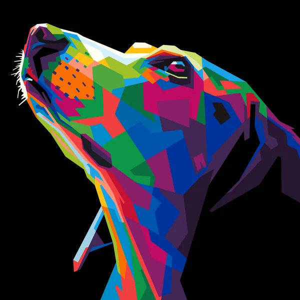 Cabeza Perro Colorido Con Fresco Arte Pop Aislado Estilo Fondo — Archivo Imágenes Vectoriales