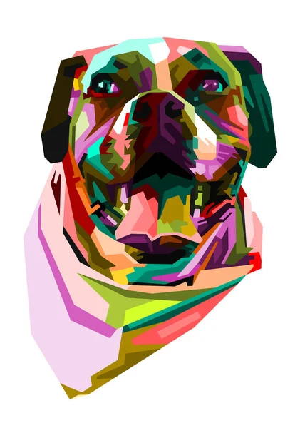 Kleurrijke Boxer Hondenhoofd Met Koele Geïsoleerde Pop Art Stijl Backround — Stockvector