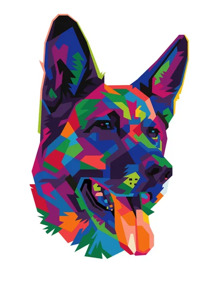 Kleurrijke Duitse Herder Hond Pop Art Stijl Backround Wpap Stijl — Stockvector