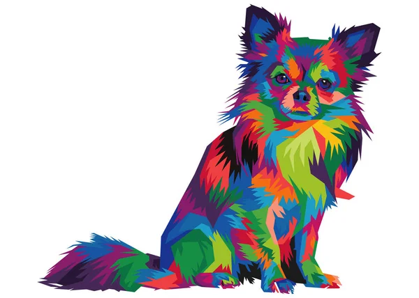 Renkli Chihuahua Köpek Kafası Izole Edilmiş Pop Sanat Tarzı Arka — Stok Vektör