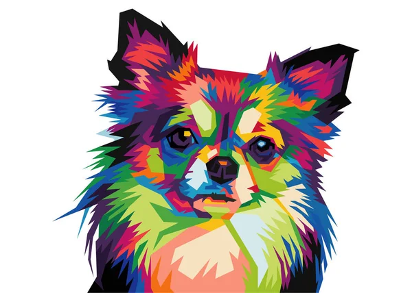 Cabeça Cachorro Chihuahua Colorido Com Cool Isolado Estilo Pop Art — Vetor de Stock