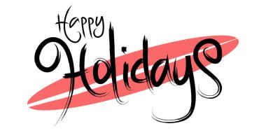 Mutlu tatiller. Modern kalem vektör kaligrafisi. Noel kartı, Noel ve Yeni Yıl tabiri. Mürekkep çizimi beyaza izole edildi. Kış tatili tasarımı için el yazısı.