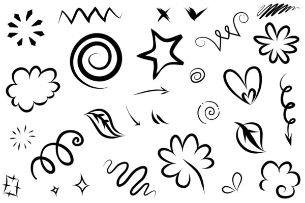 抽象箭 爆炸等元素手绘概念设计风格 涂鸦的例子 矢量装饰模板 — 图库矢量图片