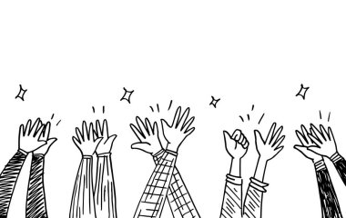 Alkışlar el çizimi. Vektör illüstrasyonu