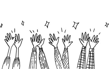 Alkışlar el çizimi. Vektör illüstrasyonu