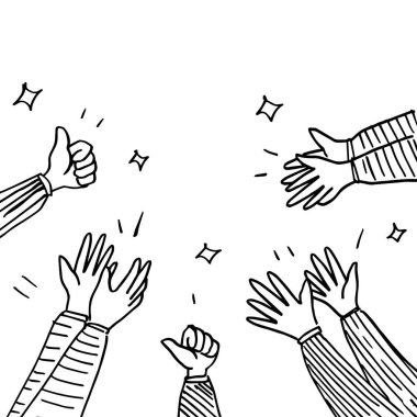 Alkışlar el çizimi. Vektör illüstrasyonu