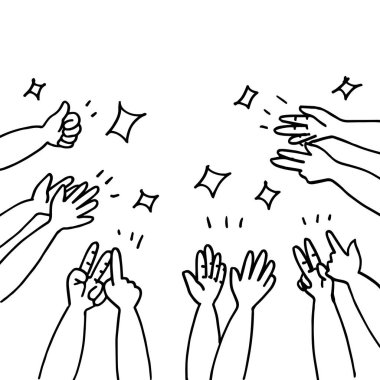 Alkışlar el çizimi. Vektör illüstrasyonu.