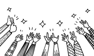 Alkışlar el çizimi. Vektör illüstrasyonu.