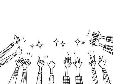 Alkışlar el çizimi. Vektör illüstrasyonu.