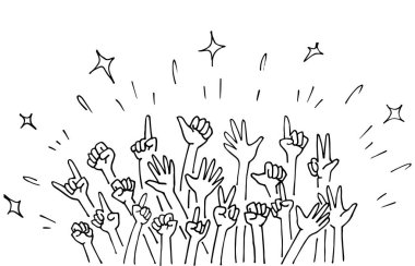 Alkışlar el çizimi. Vektör illüstrasyonu.