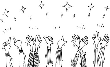 Alkışlar el çizimi. Vektör illüstrasyonu.