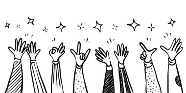 Alkışlar el çizimi. Vektör illüstrasyonu.