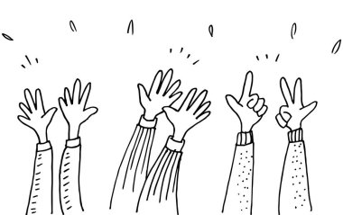 Alkışlar el çizimi. Vektör illüstrasyonu.