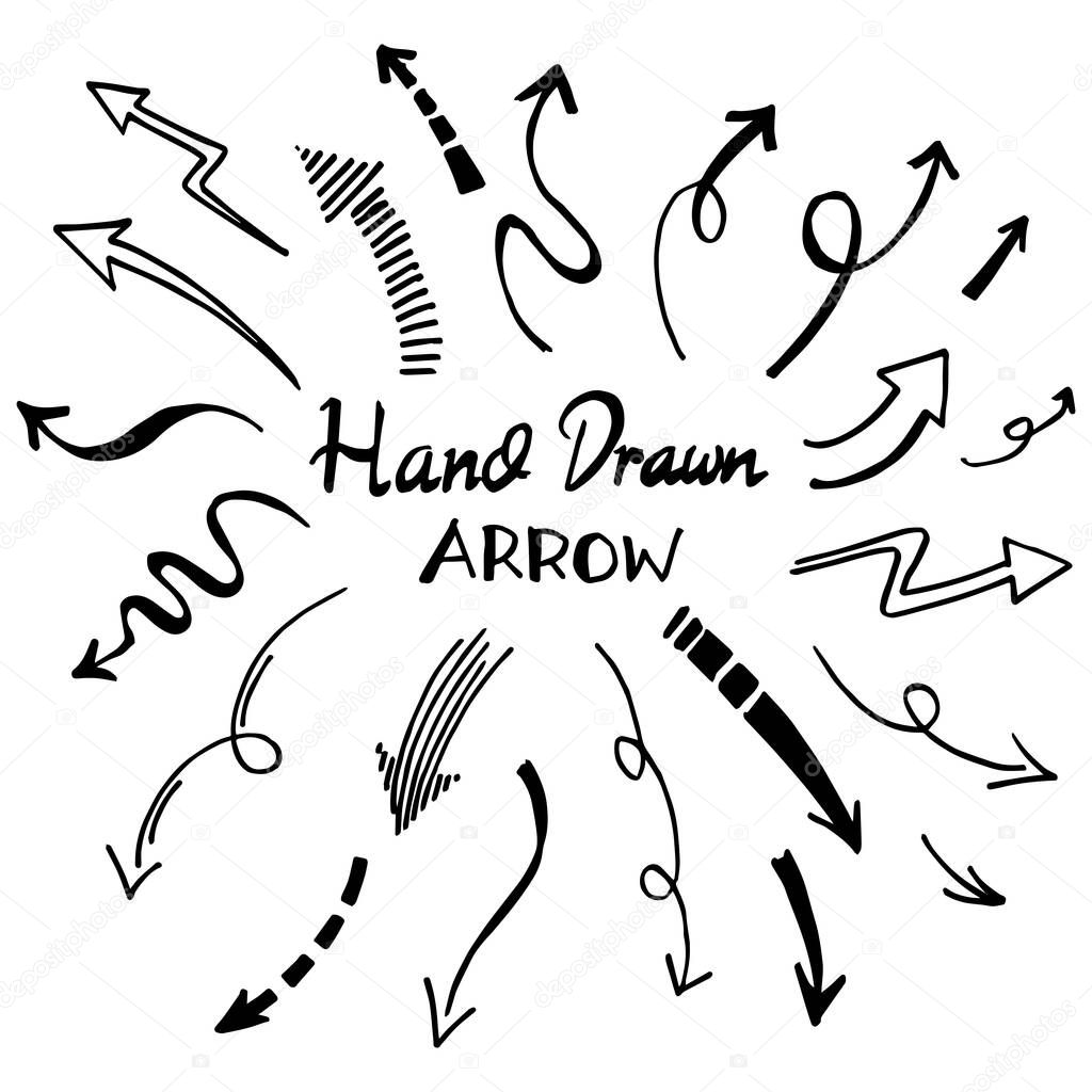 Grunge arrow vector set on a white background. Vector illustration