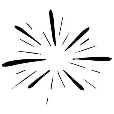 Doodle Güneş patlaması. El yapımı havai fişek patlaması. Çizim tasarım elementleri. Vektör illüstrasyonu.