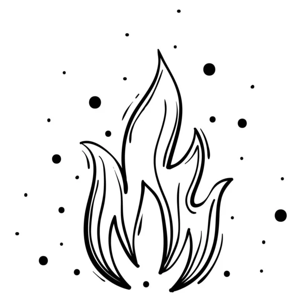 Icônes Feu Dessinées Main Ensemble Vectoriel Icônes Flammes Feu Croquis — Image vectorielle