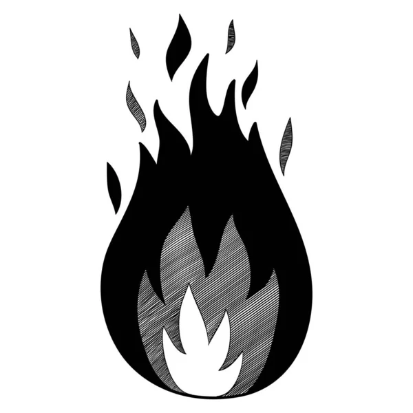 Handgezeichnete Feuersymbole Fire Flames Icons Vector Set Vorhanden Handgezeichnete Kritzelskizze — Stockvektor