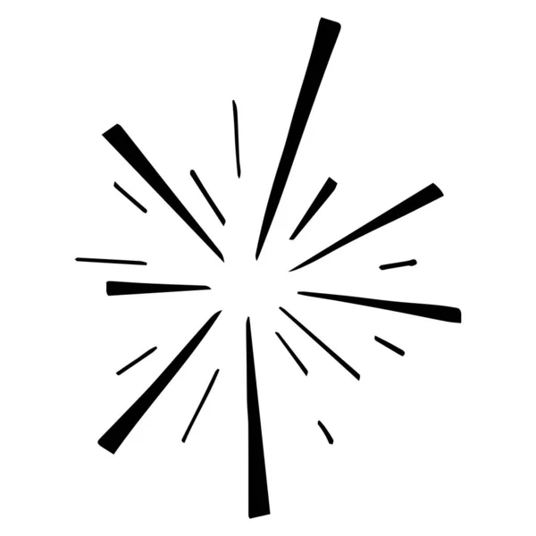 Doodle Sunburst Explosion Feux Artifice Tirés Main Illustration Éléments Conception — Image vectorielle