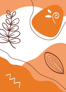 Soyut arkaplan. Çeşitli şekillerde el çizimleri, yapraklar, noktalar. Modern trend vektör çizimi. Her arkaplan izole.