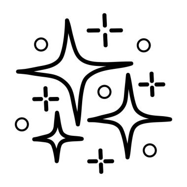 Vektör yıldızlarının karalama kümesi parlak simge, temiz yüzey simgesi. Parlayan ışık efektleri ve parlayan patlamalar. Beyaz arka planda izole edilmiş. vektör illüstrasyonu