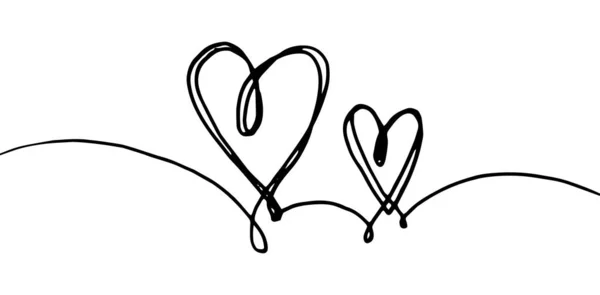Рука Намальована Вкрапленими Гранжевими Серцевими Каракулями Тонкими Лініями Формою Дільника — стоковий вектор