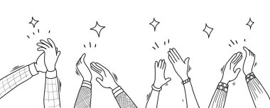 Alkışlar el çizimi. Vektör illüstrasyonu.