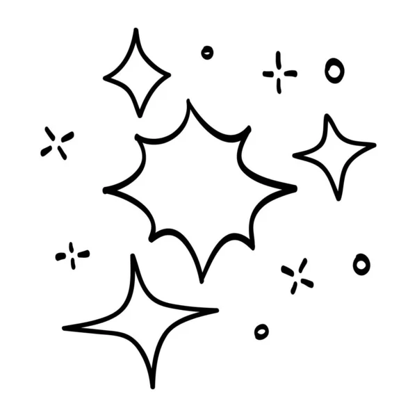 Doodle Reihe Von Vektorsternen Funkeln Symbol Saubere Oberfläche Symbol Leuchtende — Stockvektor