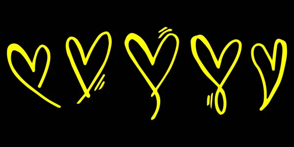 Doodle Hearts Uma Coleção Corações Amor Coloridos Desenhados Mão Ilustração — Vetor de Stock
