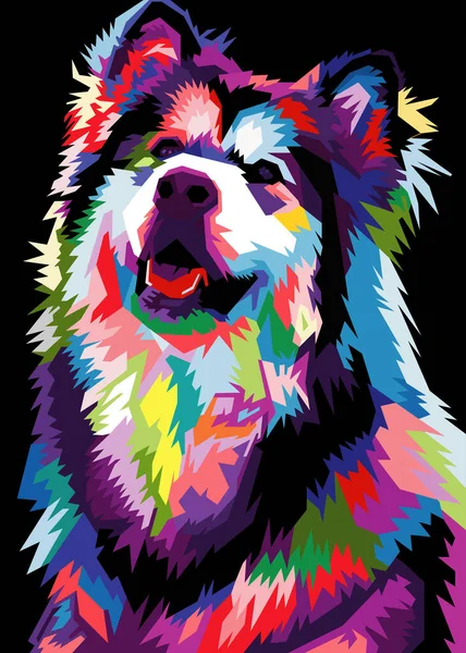 Cabeça Cão Colorido Com Fresco Isolado Pop Art Estilo Backround — Vetor de Stock