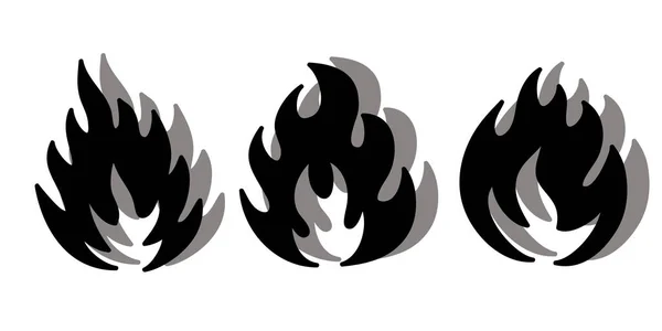 Collection Icônes Feu Dessinées Main Ensemble Vectoriel Icônes Flammes Feu — Image vectorielle