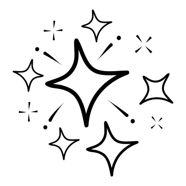 Klotter Uppsättning Vektor Stjärnor Glitter Ikon Ren Yta Ikon Glödande — Stock vektor