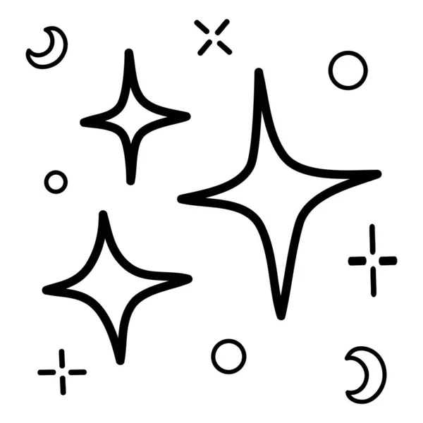 Doodle Conjunto Estrellas Vectoriales Brillan Icono Icono Superficie Limpia Estrellas — Vector de stock