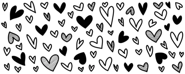 Gekritzelte Herzen Handgezeichnete Liebesherzen Vektorillustration — Stockvektor