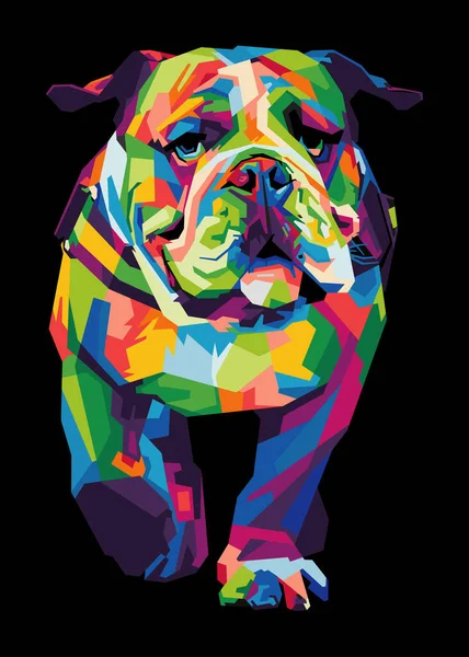 Popüler sanat tarzıyla izole edilmiş renkli bulldog. WPAP biçimi