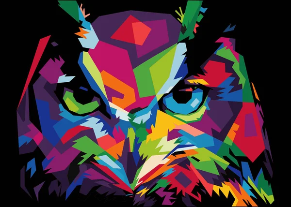 Colorful Owl Illustration Vector Pop Art — Stockvector